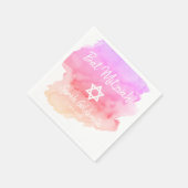 Roze Paarse Waterverf Star van David Bat Mitzvah Servet (Hoek)