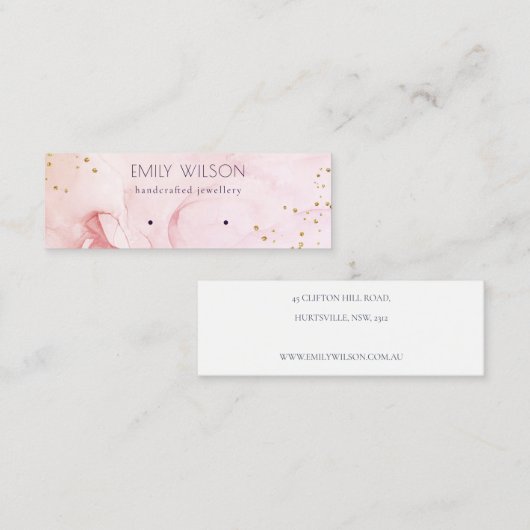 Roze Paarse Waterverf Textuur Oorring beeldscherm Mini Visitekaartje (Voorkant / Achterkant)