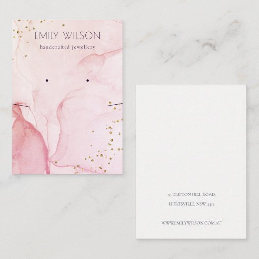 Roze paarse Waterverf Veroorbaar Ketting beeldsche Visitekaartje (Voorkant / Achterkant)