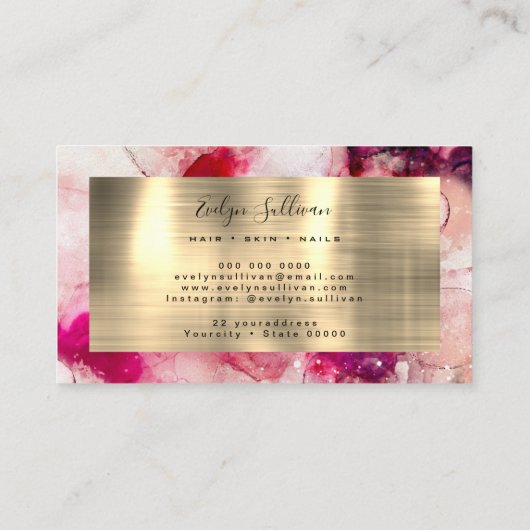 Roze Paarse Waterverf Visitekaartje (Achterkant)