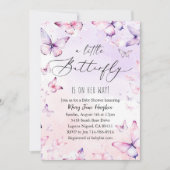 Roze Paarse Waterverf vlinder Baby shower Kaart (Voorkant)