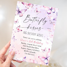 Roze Paarse Waterverf vlinder kussen Verjaardag