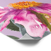 Roze Paarse Waterverf Wildbloemen Fijne verjaardag Poster (Hoek)