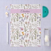 Roze Paarse Waterverf Wilde Bloem Naam Tissuepapier (Craft)
