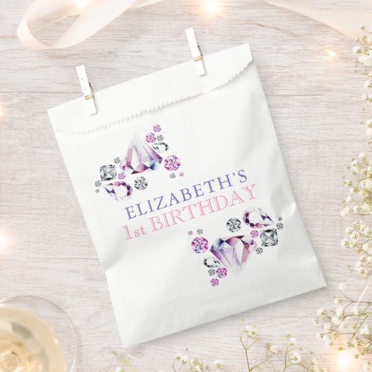 Roze Paarse Waterverf Ze is een Gem Verjaardag Bedankzakje (Geknipt)