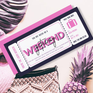 Roze Paarse Weekend Getaway Cadeaubon Ticket