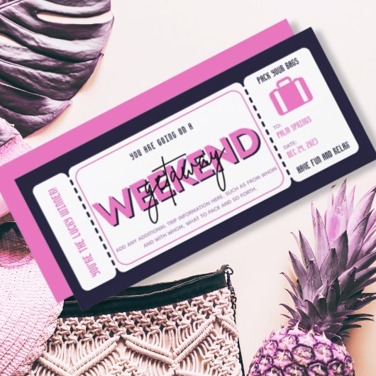 Roze Paarse Weekend Getaway Cadeaubon Ticket