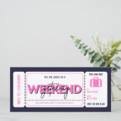Roze Paarse Weekend Getaway Cadeaubon Ticket (Staand voorkant)