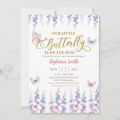 Roze Paarse weide bloemenvlinder is onderweg Kaart (Voorkant)