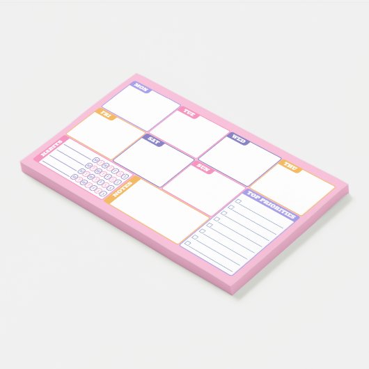 Roze Paarse Wekelijkse Planner Habits & To Do's Post-it® Notes (Schuin)