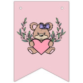 Roze Paarse Welkom Baby Girl Beer Baby shower Vlaggetjes (Tweede vlag)