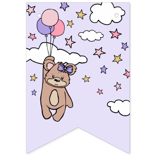 Roze Paarse Welkom Baby Girl Beer Baby shower Vlaggetjes (Eerste vlag)