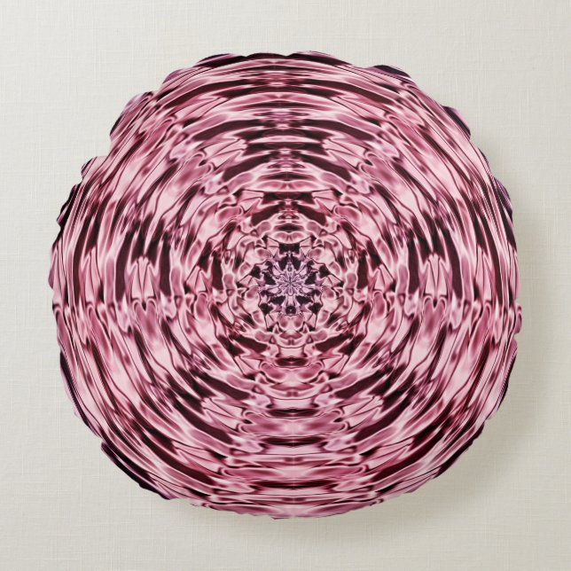 Roze Paarse wijn Faux Satin Abstract Round Pillow Rond Kussen (Voorkant)