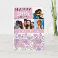 Roze Paarse Wijze Bloemen Waterverf Foto Verjaarda