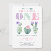 Roze Paarse Wild One Girl First Kaart (Voorkant)