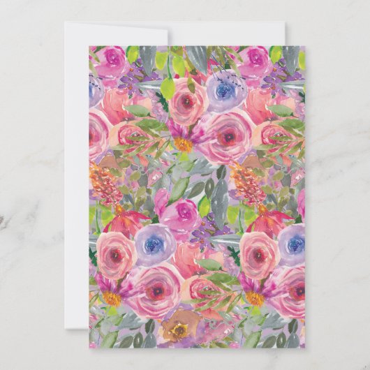 Roze Paarse Wildbloemen 50e bruiloft Jubileum Kaart (Achterkant)