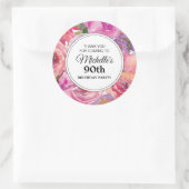Roze Paarse Wildbloemen 90ste verjaardagsfeestje Ronde Sticker (Tas)