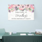 Roze Paarse wilde bloem 60th Birthday Welkom Spandoek (Beurs)