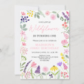 Roze Paarse wilde bloem Kaart (Voorkant)