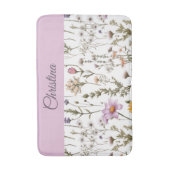 Roze Paarse Wilde Bloem Monogram Badmat (Voorkant Verticaal)