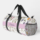 Roze Paarse Wilde Bloem Waterverf Monogram Naam Plunjezak (Rechterhoek)