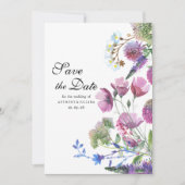 Roze paarse wilde bloem zomer Save the Date Kaart (Voorkant)