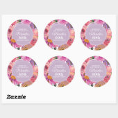 Roze Paarse wilde bloemen 60e verjaardag Ronde Sticker (Vel)