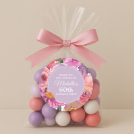 Roze Paarse wilde bloemen 60e verjaardag Ronde Sticker