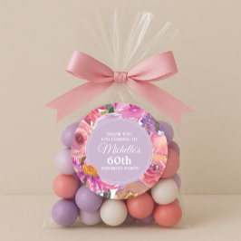 Roze Paarse wilde bloemen 60e verjaardag Ronde Sticker