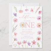 Roze Paarse wilde bloemen eerste verjaardag Kaart (Voorkant)