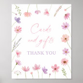 Roze Paarse wilde bloemen Kaarten en geschenken te Poster (Voorkant)