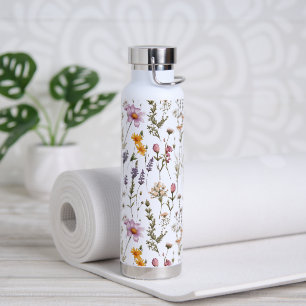 Roze Paarse Wilde Bloemen Patroon Waterfles