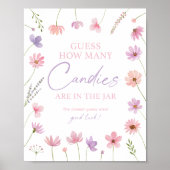 Roze Paarse wilde bloemen Raad hoeveel douchespel Poster (Voorkant)