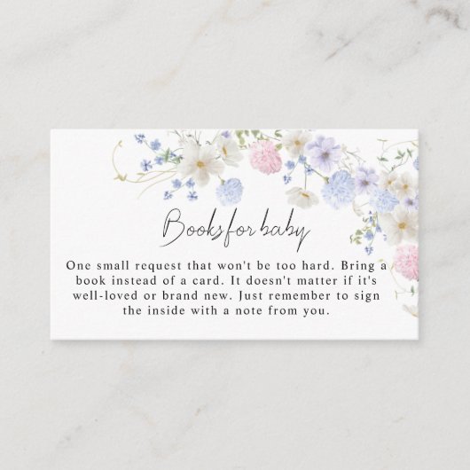 Roze Paarse Wildflower Baby shower Boeken voor Bab Informatiekaartje (Voorkant)
