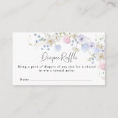 Roze Paarse Wildflower Baby shower Luier Raffle Informatiekaartje (Voorkant)