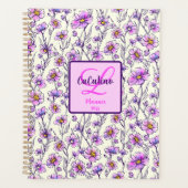 Roze Paarse Wildflower Floral Design Planner (Voorkant)