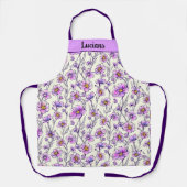 Roze Paarse Wildflower Garden Design Schort (Voorkant)