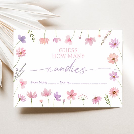 Roze Paarse Wildflower Raad hoeveel douchespel Informatiekaartje