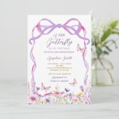 Roze Paarse Wildflower Vlinders Baby shower Kaart (Staand voorkant)