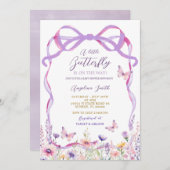 Roze Paarse Wildflower Vlinders Baby shower Kaart (Voorkant / Achterkant)