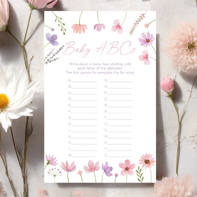 Roze Paarse Wildflowers Baby ABCs Douche Spel (Creator heeft geüpload)