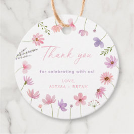 Roze Paarse Wildflowers Baby shower Bedankjes Labels