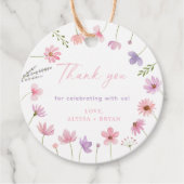 Roze Paarse Wildflowers Baby shower Bedankjes Labels (Voorkant)