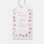 Roze Paarse Wildflowers Baby shower Cadeaulabel (Voorkant)