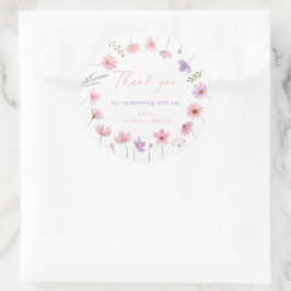 Roze Paarse Wildflowers Baby shower Ronde Sticker