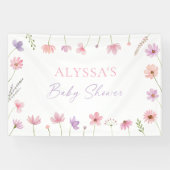 Roze Paarse Wildflowers Baby shower Spandoek (Horizontaal)