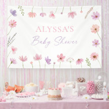 Roze Paarse Wildflowers Baby shower