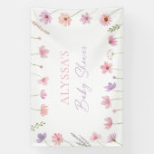 Roze Paarse Wildflowers Baby shower Spandoek (Verticaal)