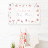 Roze Paarse Wildflowers Baby shower Spandoek (Insitu)