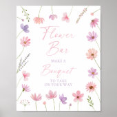 Roze Paarse Wildflowers Bloemenbalkteken Poster (Voorkant)